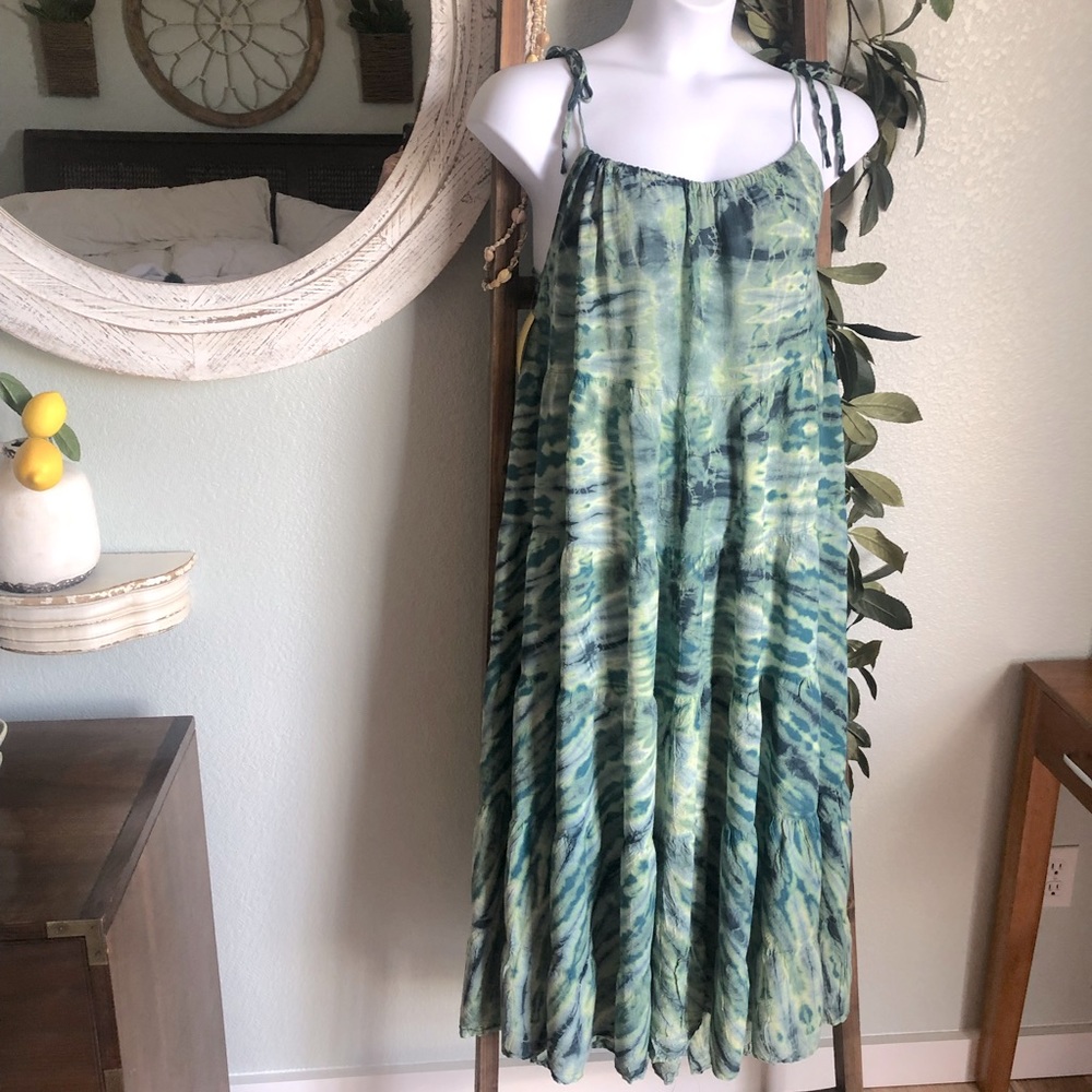 Boutique Boho Womens Maxi Dress Rayon Tie Dye One Size